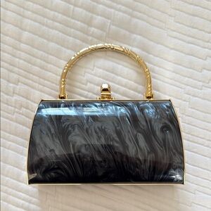 Acrylic black marbled evening bag